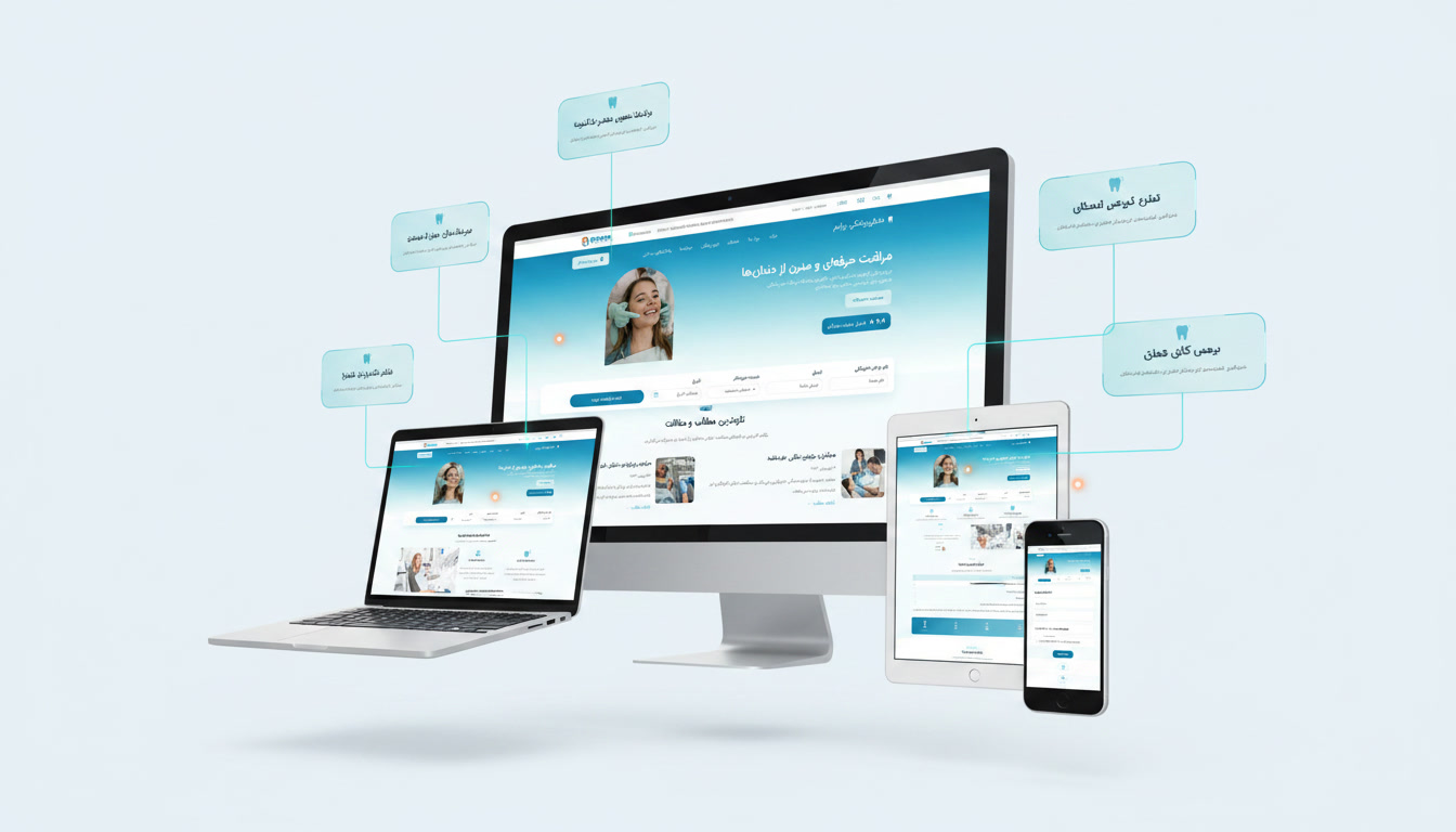 نمونه‌کار طراحی وب‌سایت دندانپزشکی پرایم توسط HoorCloud